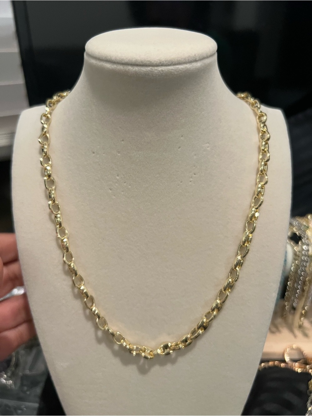 New 14K Gold Filled Puffed Mariner Link Necklace - Women's Gold Chain - 22 inch - Picture 3 of 5